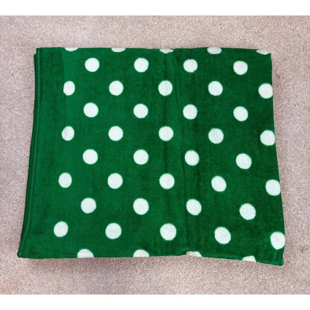 NWOT Kate Spade New York Green White Polka Dot Spade Cotton Beach Towel